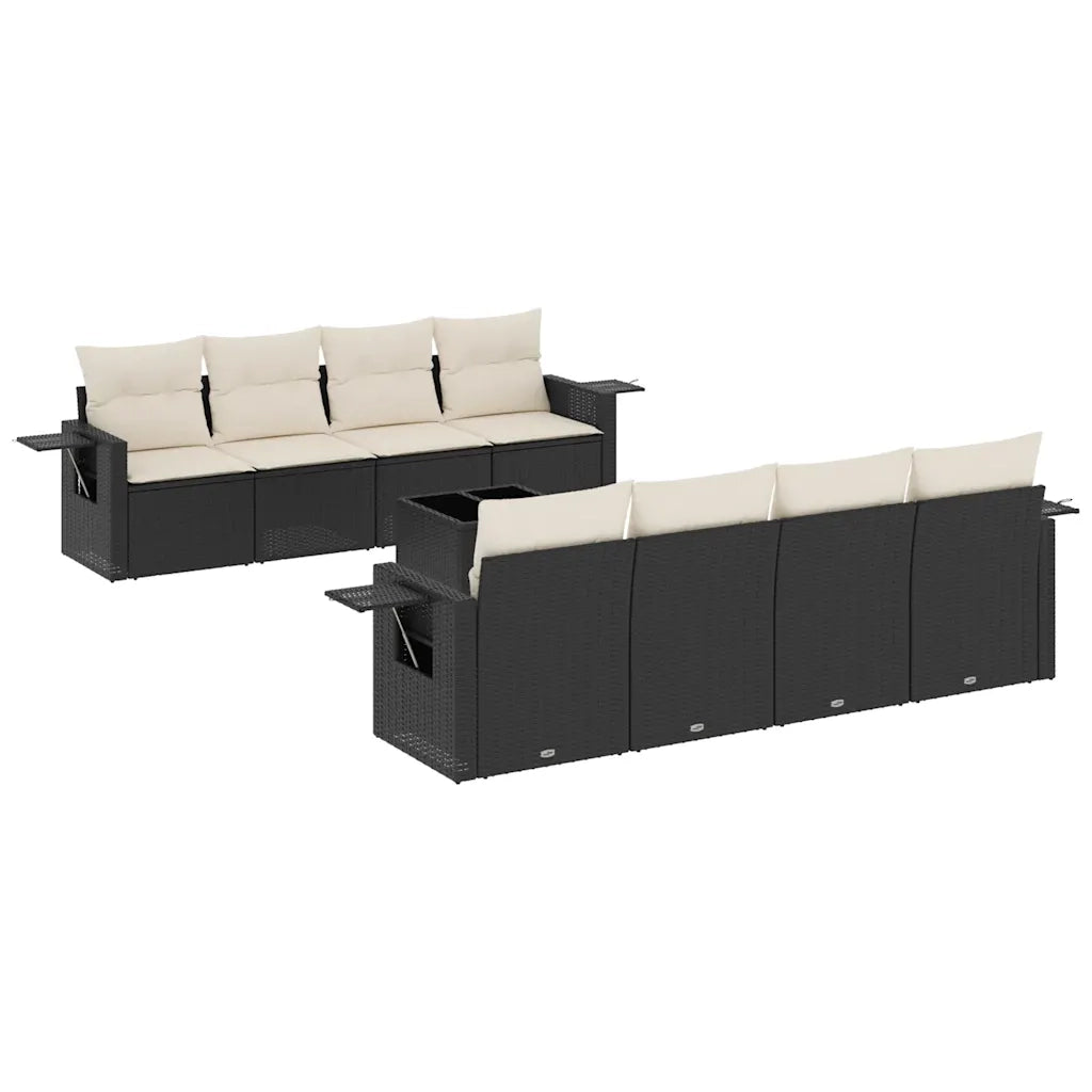 Set Divani da Giardino 9 pz con Cuscini Nero in Polyrattancod mxl 88858