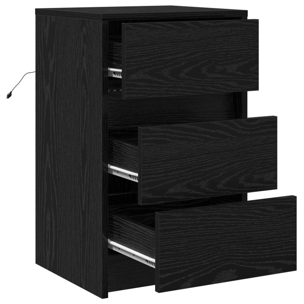 Comodino | Armadio da Notte | Mobiletto da notte Rovere Nero 38 x 34 x 61 cm Legno multistrato