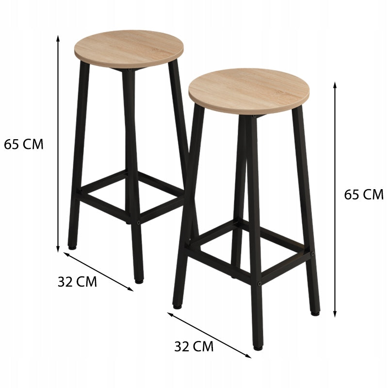 2x sgabello da bar sedia alta sgabello da cucina sgabello in metallo rovere 65 cm