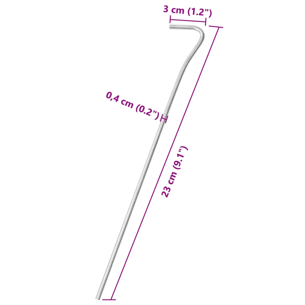 Picchetti per Tenda 25 pz 23 cm Ã˜4 mm in Acciaio Zincato