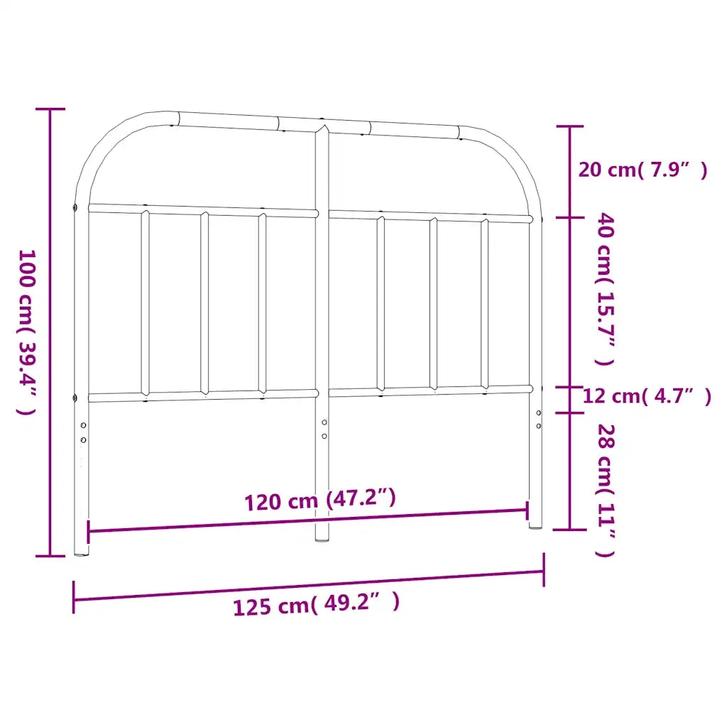 Testiera in Metallo Nero 120 cm