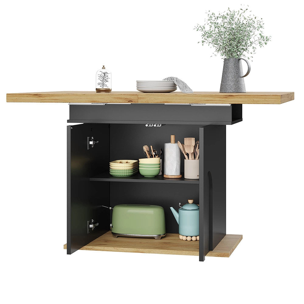 Tavolo da pranzo estensibile - Xylo - 110-140¡Á80 cm - Per 4-6 persone con ripostiglio