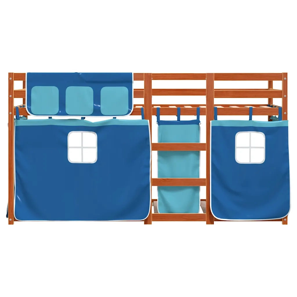 Letto a Castello senza Materasso Blu 90x200cm Massello Pino