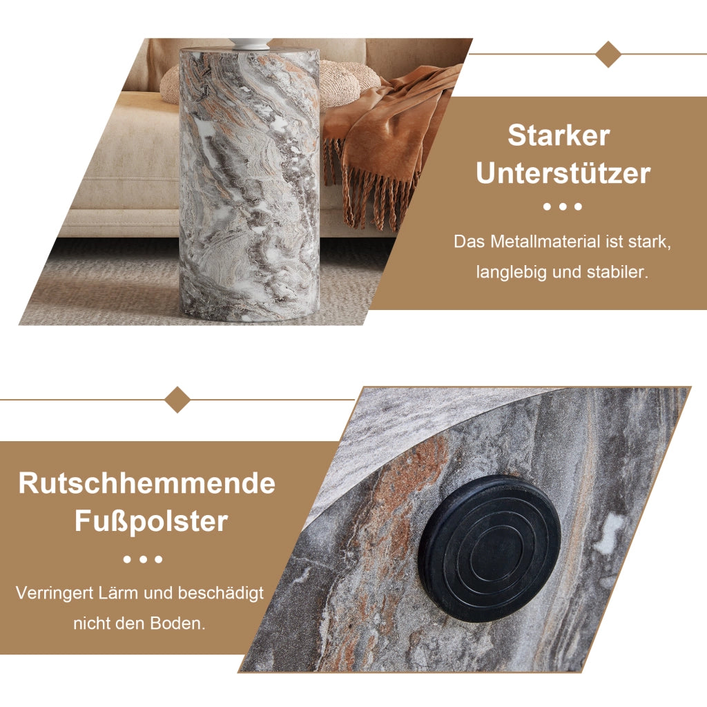 Tavolino da caffè rotondo con piano in MDF - per soggiorno - 30×55 cm - grigio