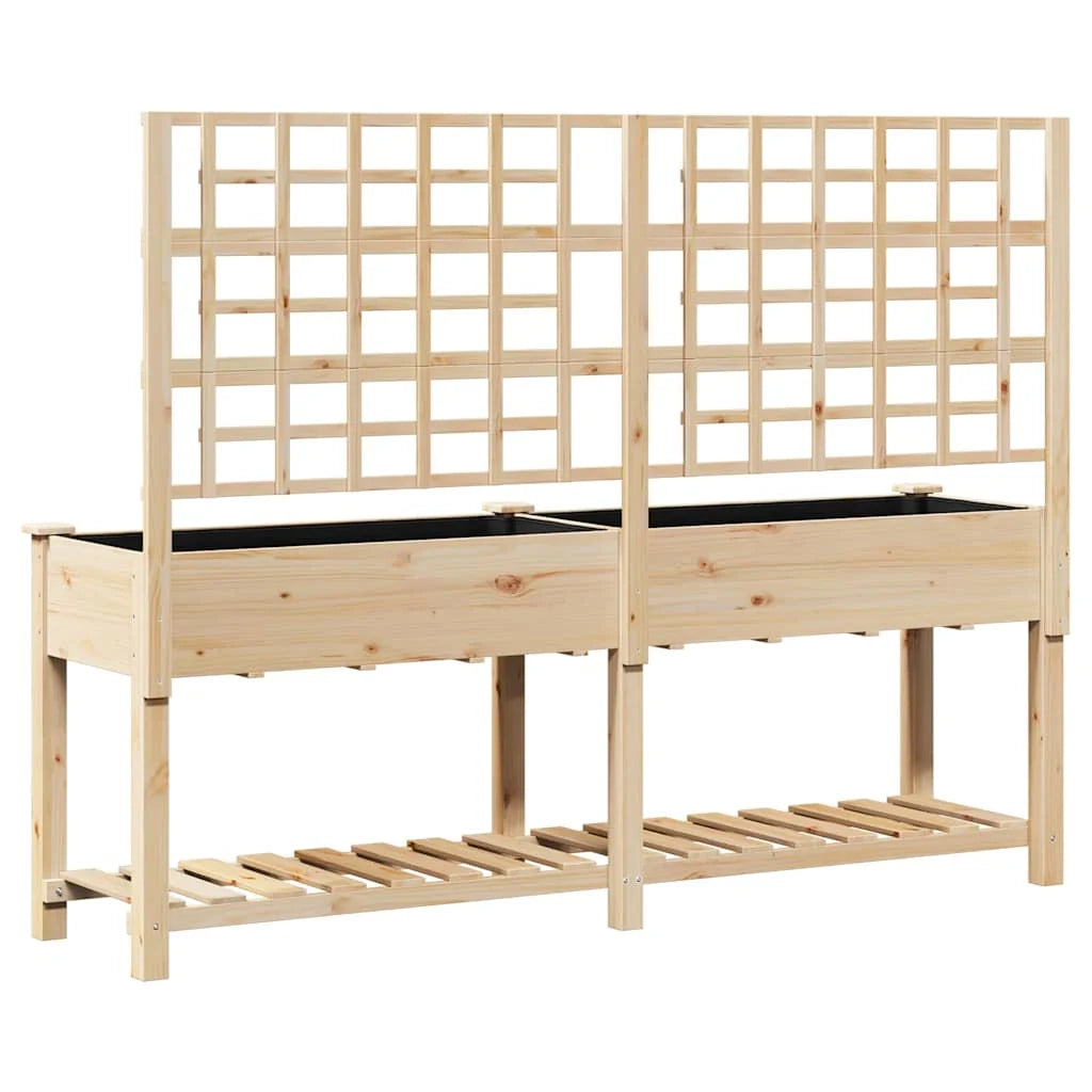 Fioriera da giardino rettangolare resistente 203,5 x 54 x 152,5 cm in legno massello di abete beige 02_0058845