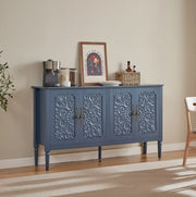 Sideboard 160x40x89 cm con ampio spazio contenitivo in truciolare; MDF e metallo; blu navy