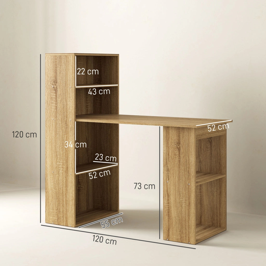 Scrivania angolare con libreria ¨C Zephmum ¨C Rovere 120x60x180