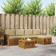 Set di divani da esterno con cuscino 6 pcs Naturale e Beige