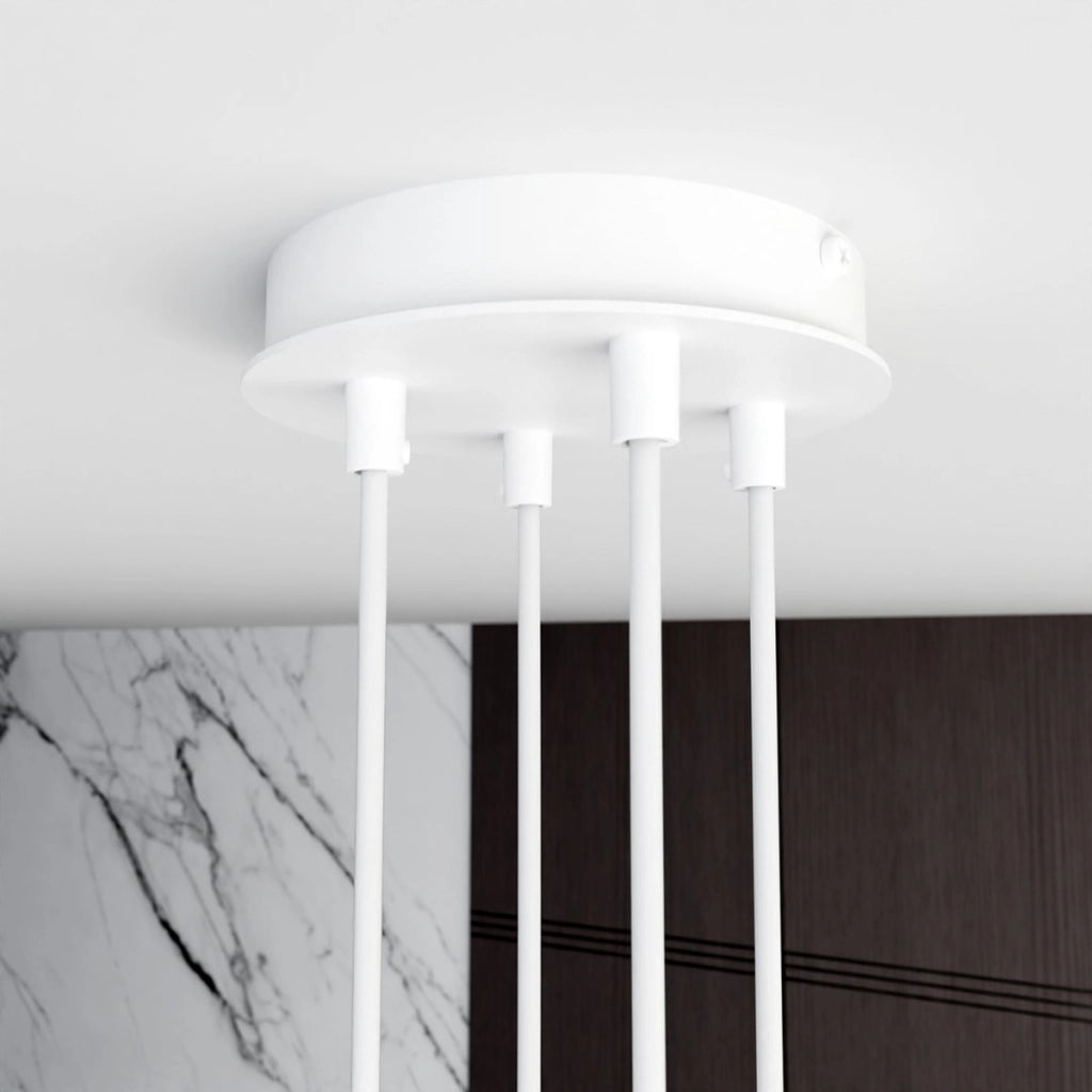 Lampada a sospensione Modus in acciaio bianco