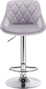 Sedia Bar con Schienale in Alta Qualità - Colore Industriale Grigio - Set di Sedie Bar da 1 - Sedia Bar con Schienale - Sedie Bar con Schienale Regolabile - Sedia da Cucina - Regolabile in Altezza - Tela di Velluto