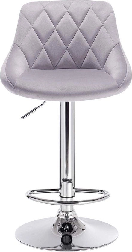Sedia Bar con Schienale in Alta Qualità - Colore Industriale Grigio - Set di Sedie Bar da 1 - Sedia Bar con Schienale - Sedie Bar con Schienale Regolabile - Sedia da Cucina - Regolabile in Altezza - Tela di Velluto