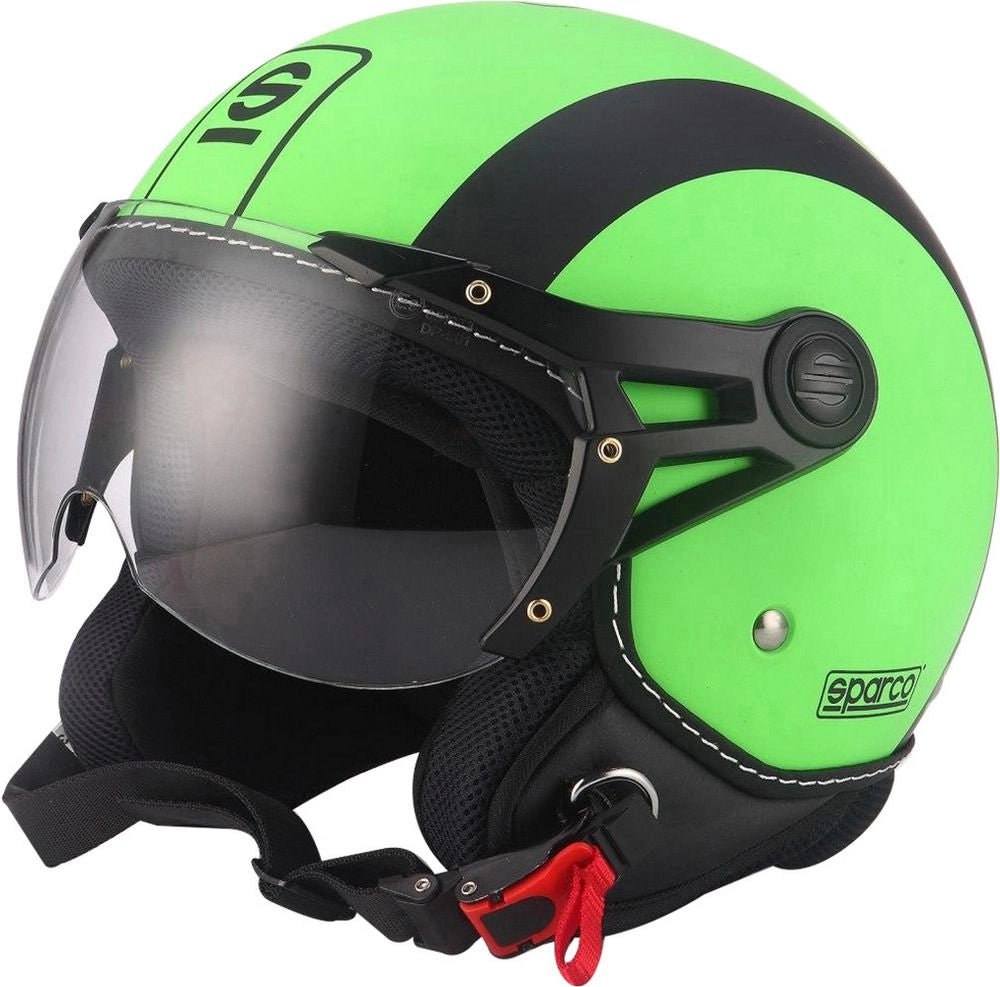 Casco moto SP501 taglia XL con visiera antigraffio verde e nero