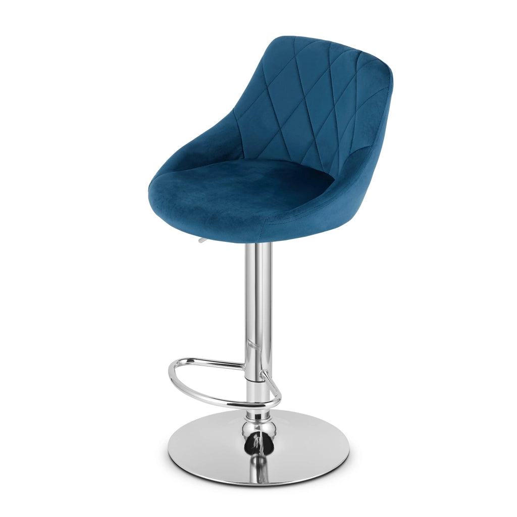 Sgabello girevole VALORA DAKA - Velluto blu navy con base cromata