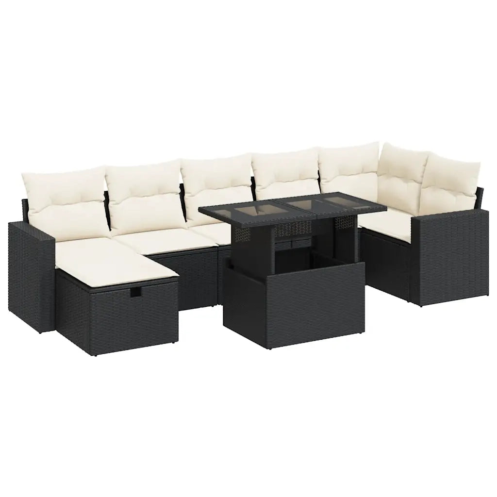 Set Divani da Giardino con Cuscini 8 pz Nero in Polyrattan 3327826