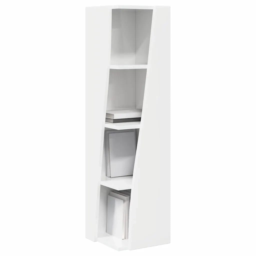 Mobile angolare Bianco Lucido 27,5x27x102cm Legno multistrato 889849