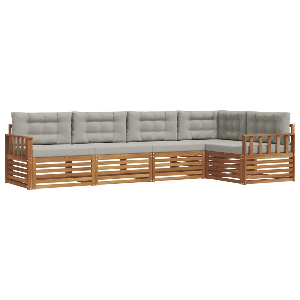 Set di divani da esterno 5 pcs Grigio Naturale e Chiaro