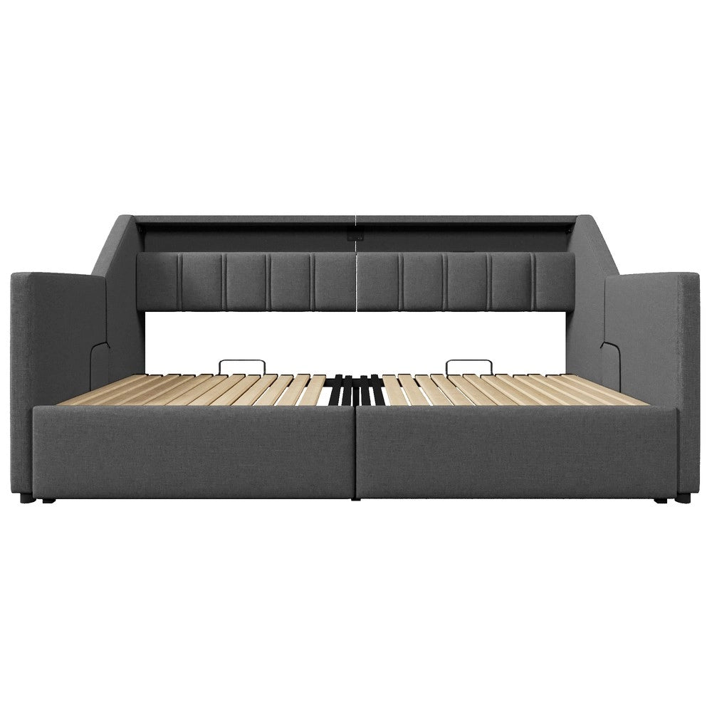 Letto Contenitore Estraibile con LED e Cassetti ¨C MINIMAL ¨C Grigio 90x200
