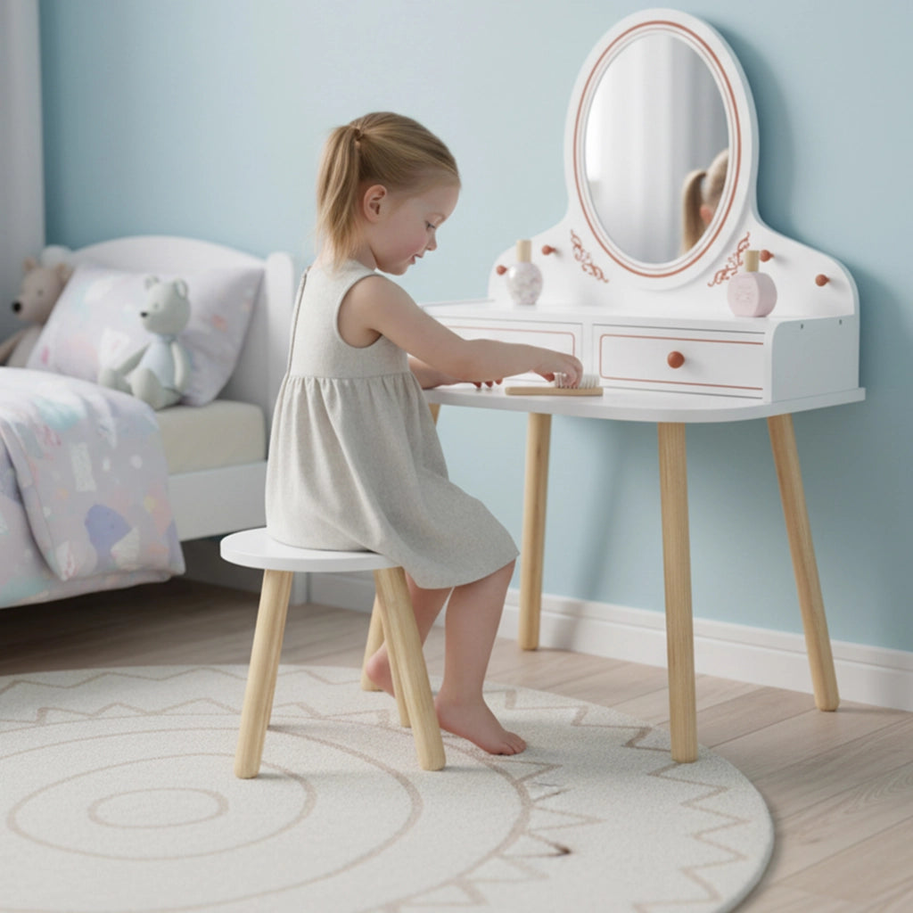 Tocador de Maquillaje con Specchio e 2 Cassetti ¨C zephmum ¨C Bianco