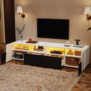 Mobile TV sospeso LED 180 cm bianco e nero con 2 cassetti e 2 ante