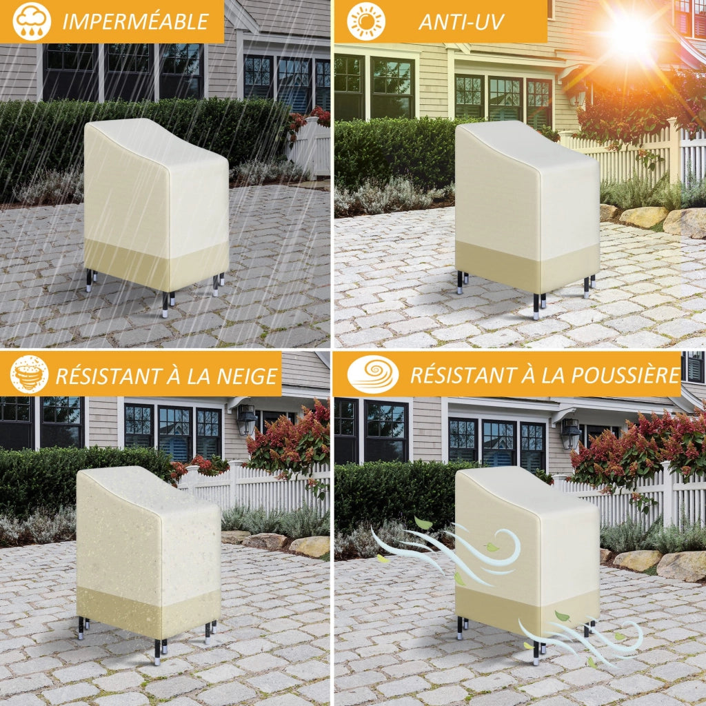Housse de Protection per Sedie da Giardino Impilabili ¨C Zephmum ¨C Beige 90x70x115 cm