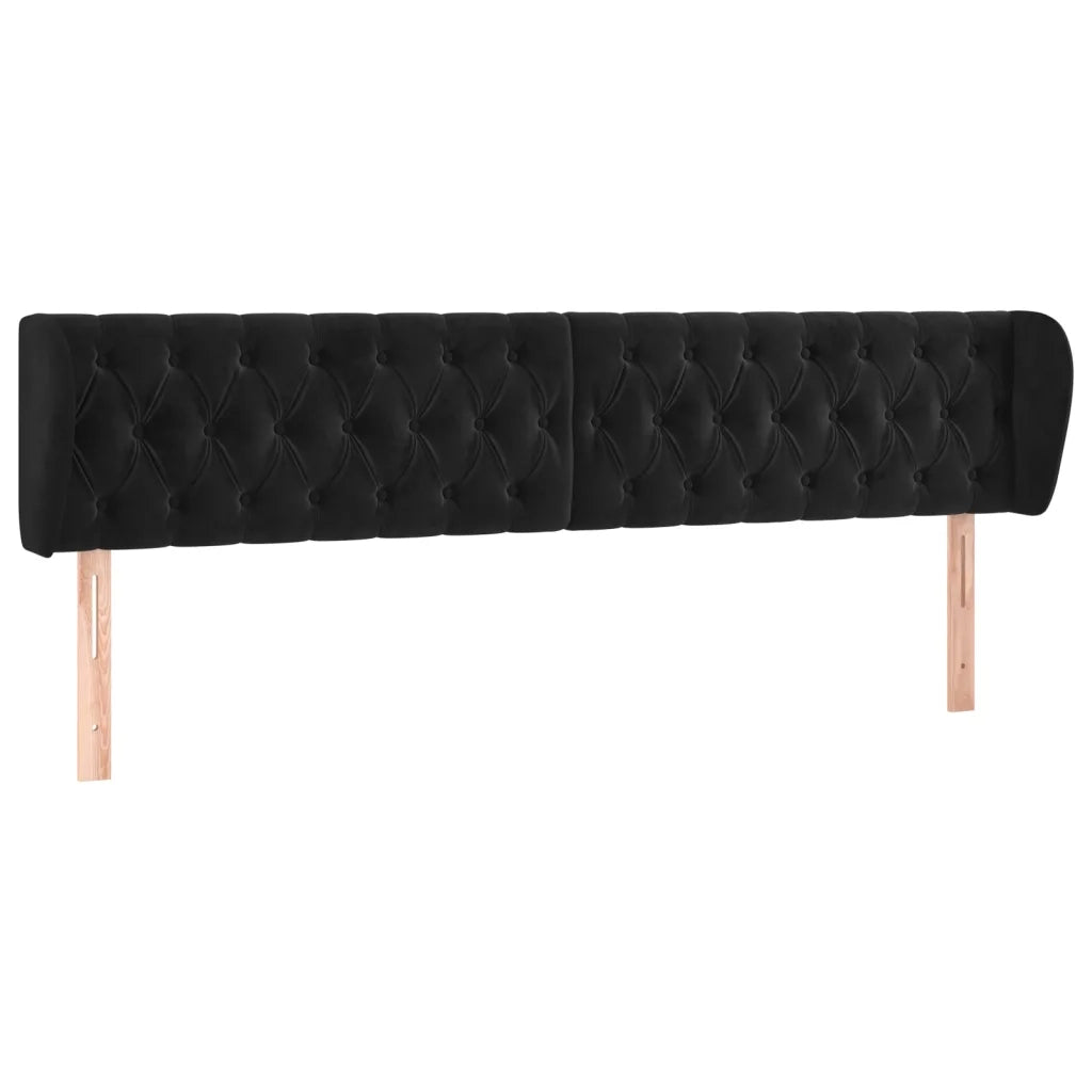 Testiera | Testata ad Orecchio Nera 203x23x78/88 cm in Velluto
