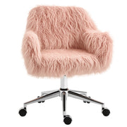 Sedia da Ufficio Girevole Altezza Regolabile ¨C Xylo ¨C Ecopelle Rosa Gambe Metallo Argento 57x60x75-85cm