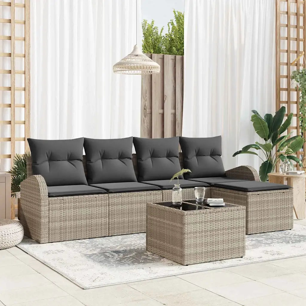 Set di divani con cuscino 6 pcs Grigio chiaro polyrattan 3354681