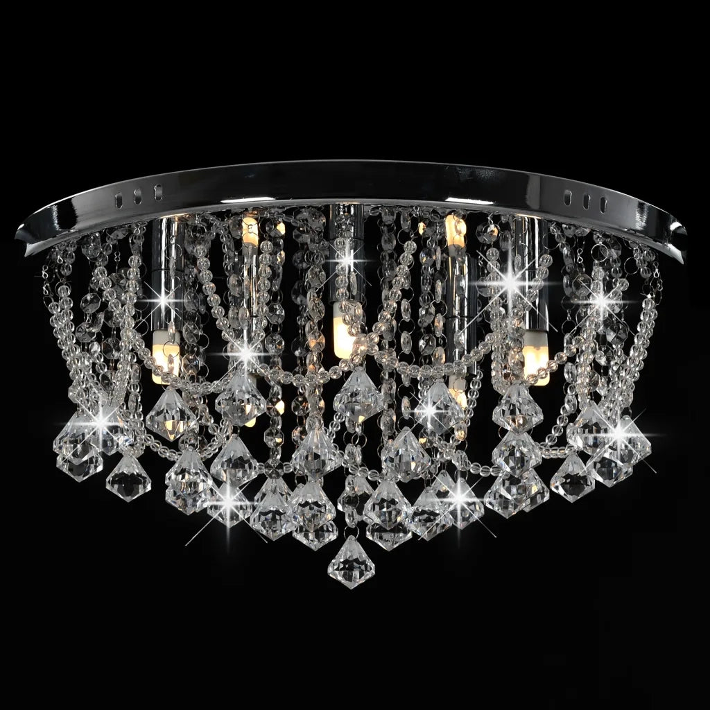 Plafoniera rotonda con 4 lampadine G9 design moderno per camera da letto o soggiorno 45 x 22 cm metallo argentato 02_0046397