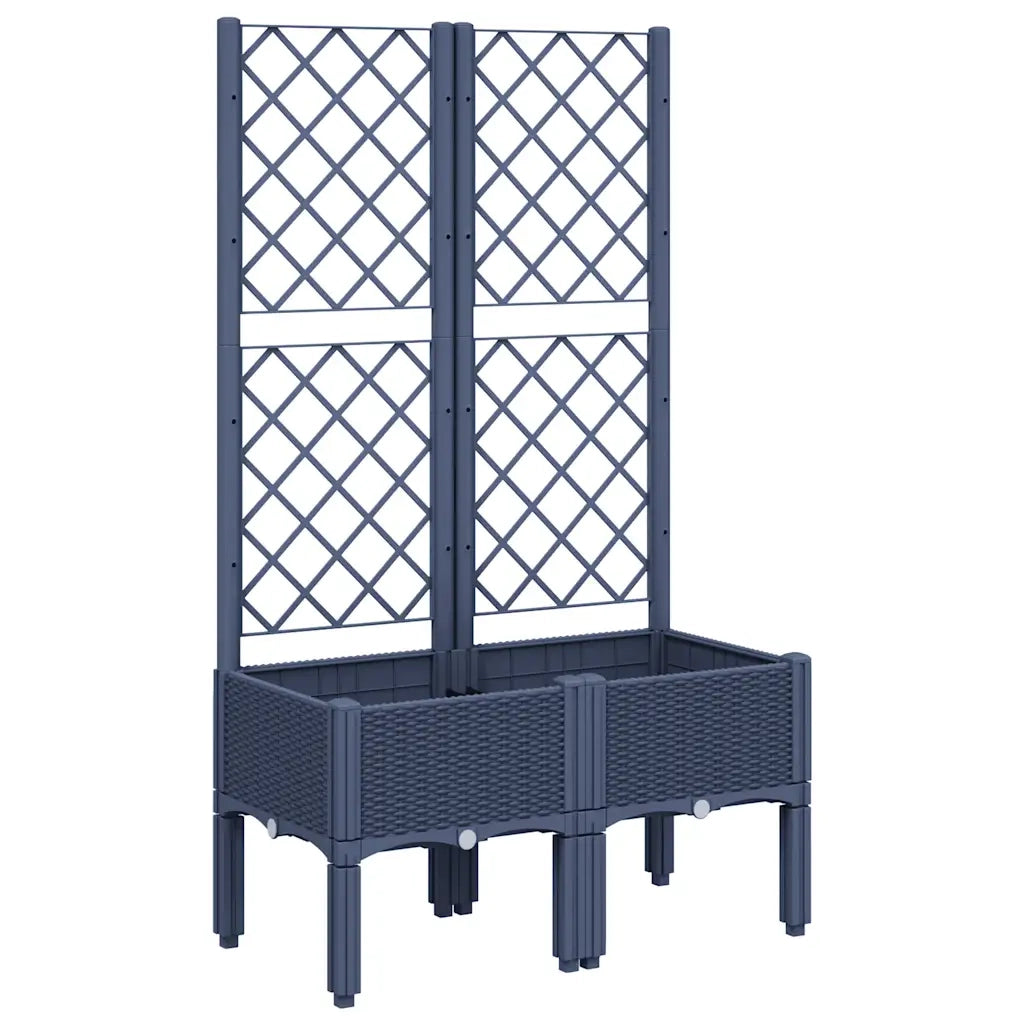 Fioriera | Cassetta per fiori | Vaso Giardino con Traliccio Grigio Blu 80x40x142 cm PP