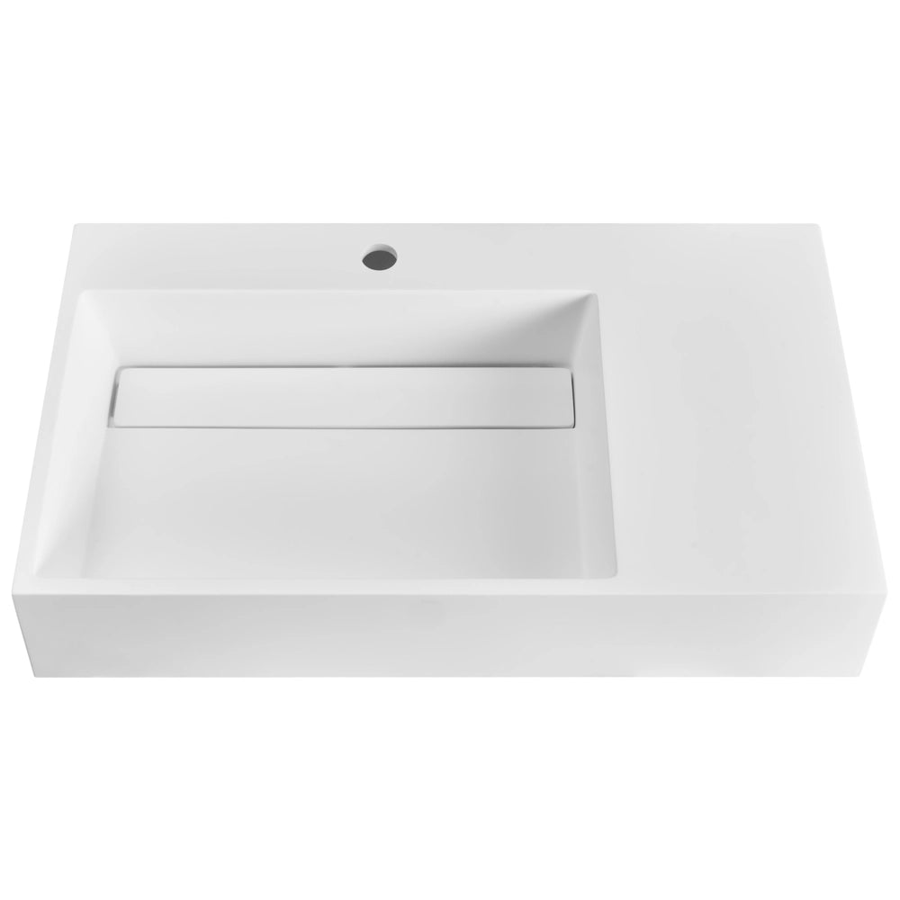 Lavabo bagno rettangolare in ceramica bianco 75 x 43 cm Lavello da bagno rettangolare