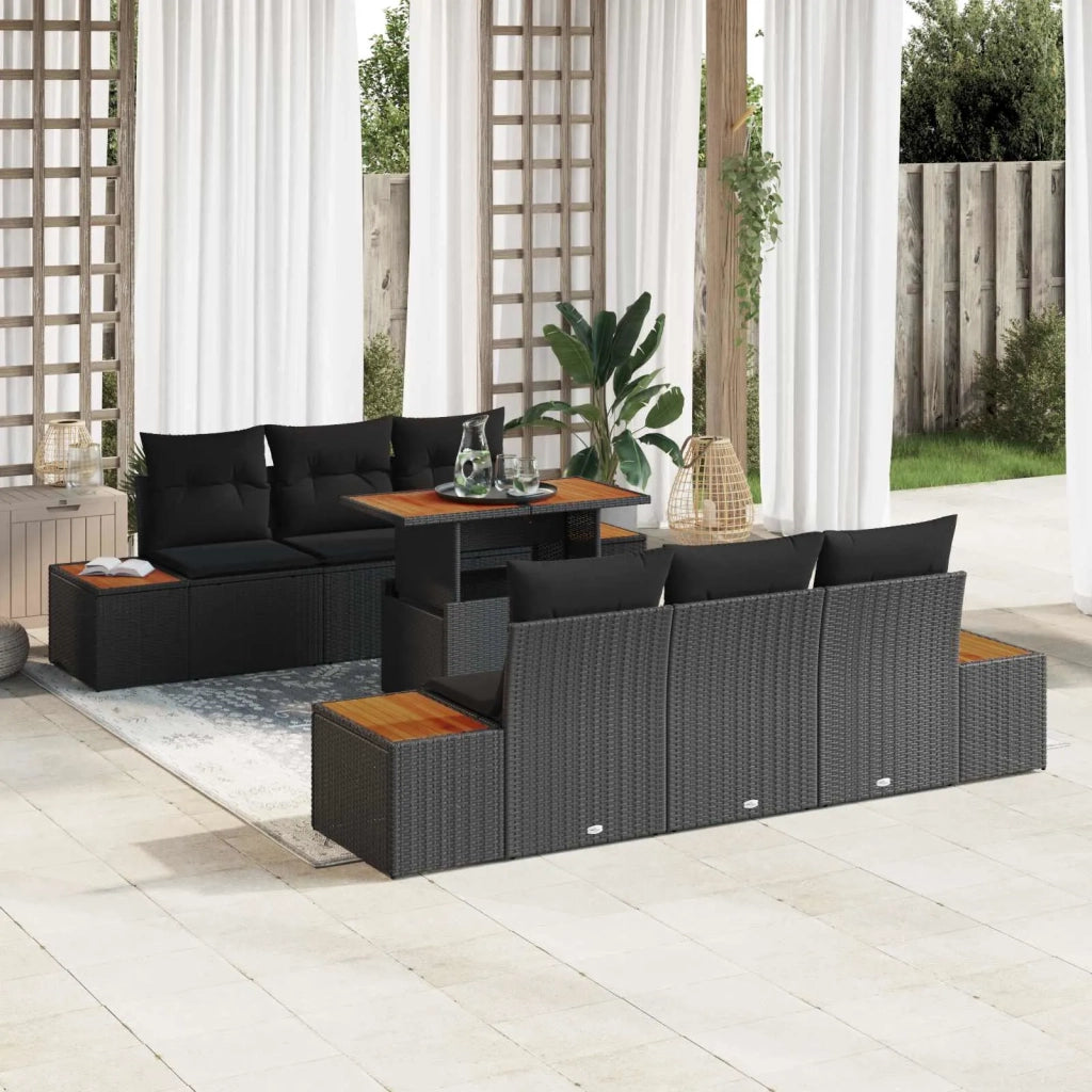 Set Divano da Giardino con archiviazione 7 pcs Nero Poly Rattan 3358767