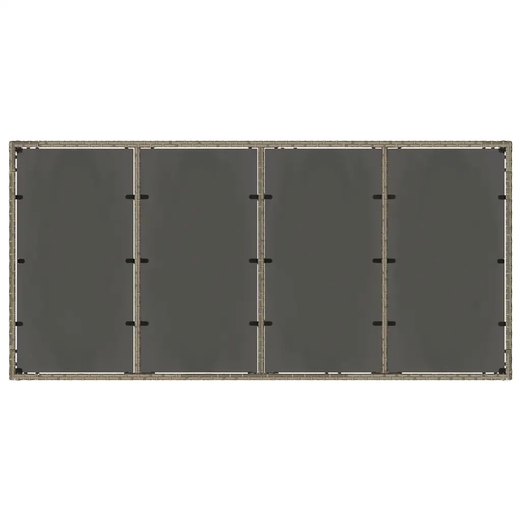 Tavolo da Giardino | Tavolino da esterno Piano in Vetro Grigio 190x90x75cm Polyrattan