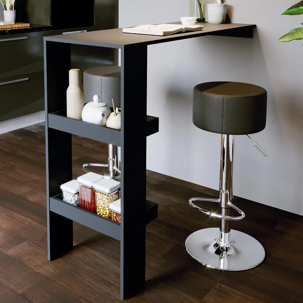 Set di 2 sgabelli da bar, Nero, 33 x 92 cm 2 parti, con poggiapiedi e seduta regolabile in altezza