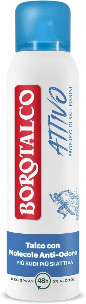 BOROTALCO DEODORANTE SPRAY BLU NO ALCOOL CON TALCO MOLECOLE ANTI ODORE 150 ML SALI MARINI