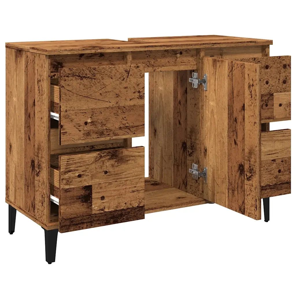 Mobile Lavabo Legno Antico 80x33x60 cm in Legno Multistrato 857129