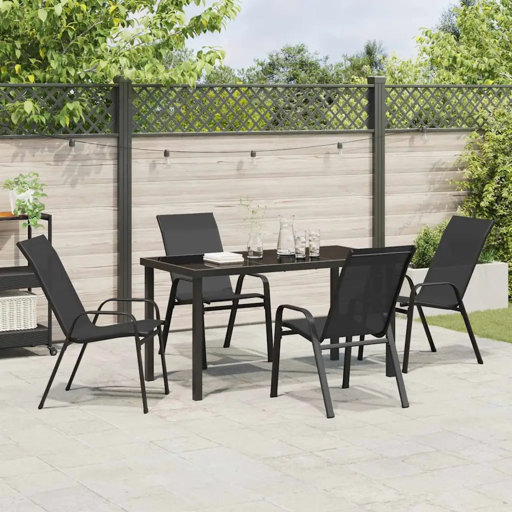 Set da Pranzo per Giardino 5 pz | Set Salotto da Giardino Nero
