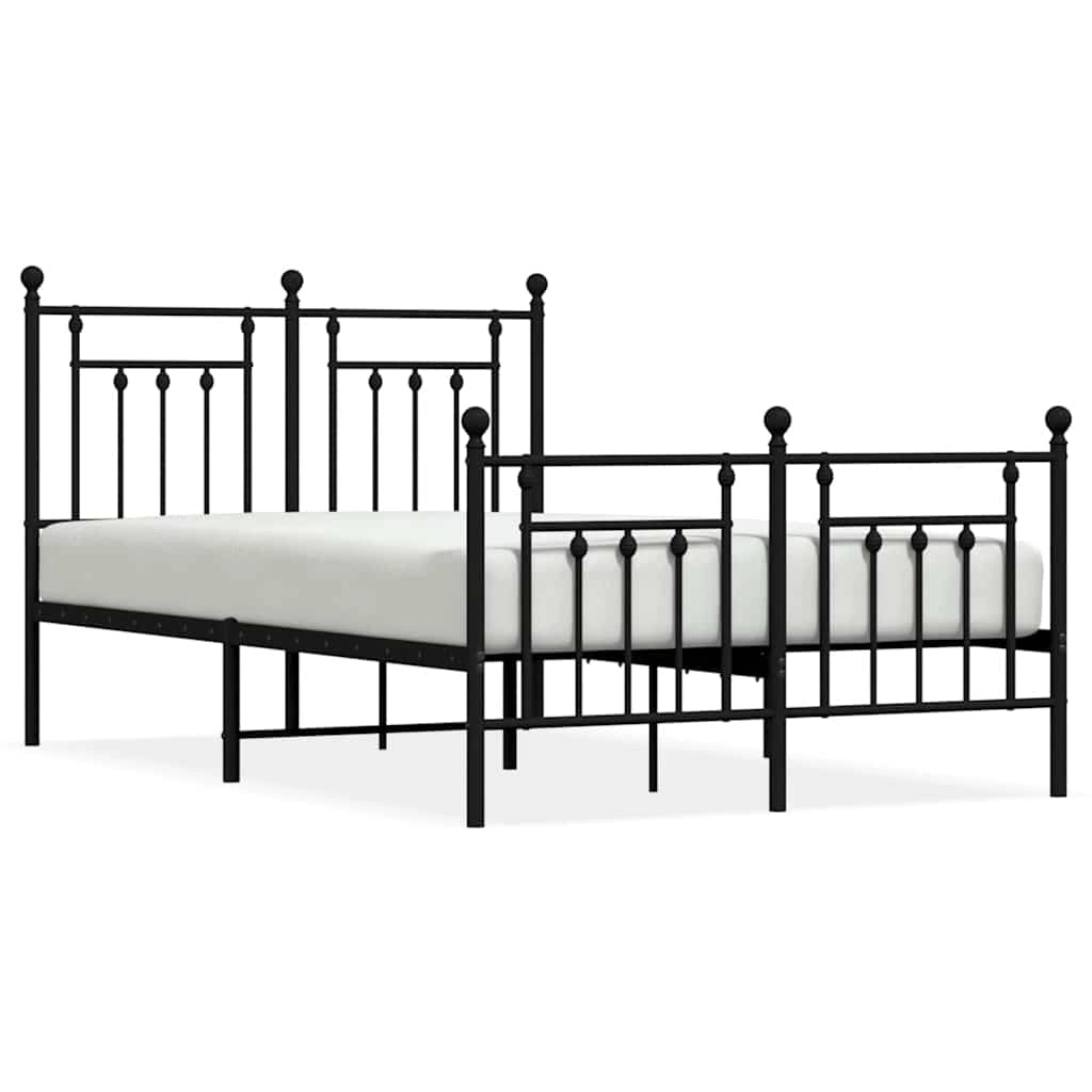 Giroletto con Testiera e Pediera Metallo Nero 120x190 cmcod mxl 81860