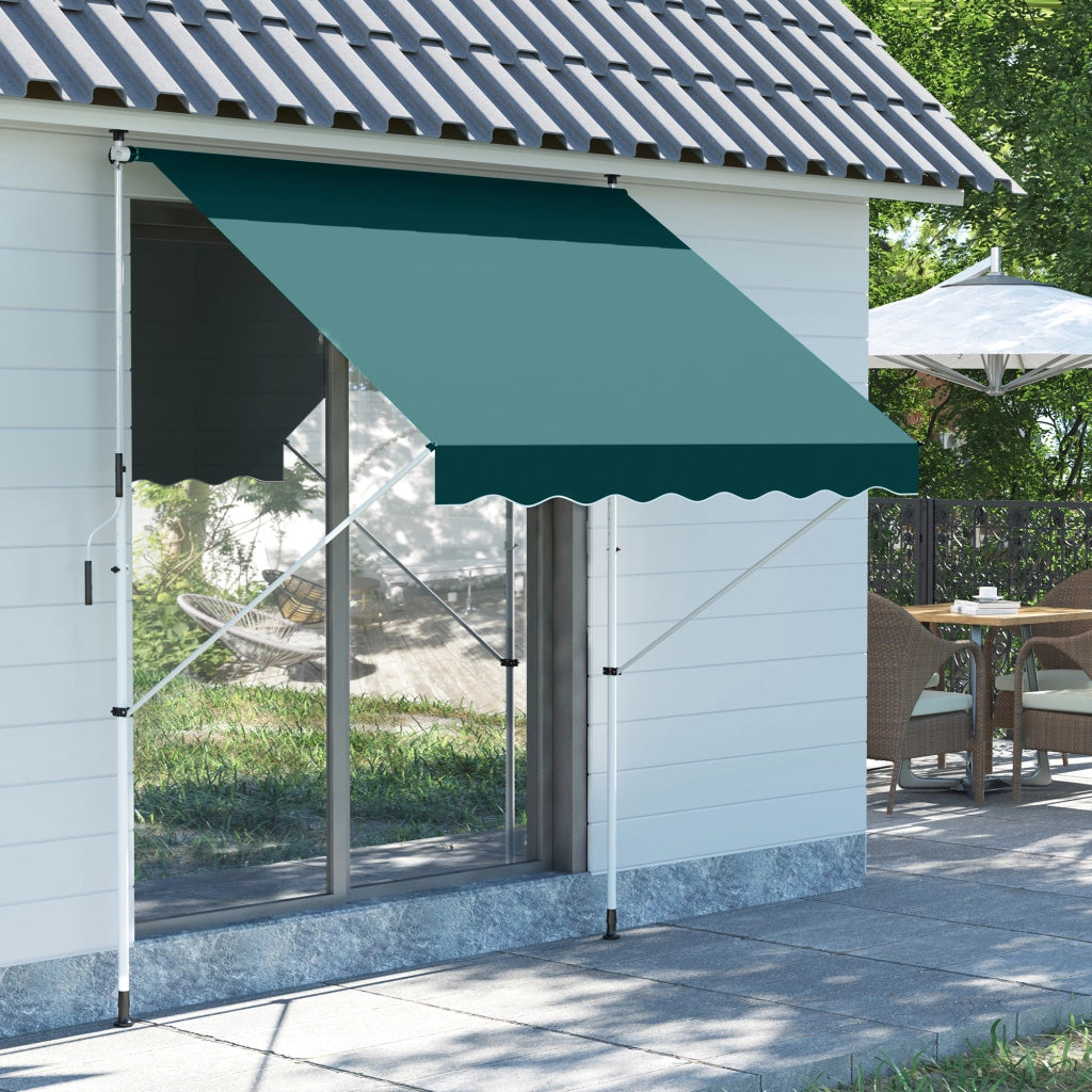 Tenda da Sole da Esterno 2x1.5m a Rullo con Manovella, Altezza e Angolazione Regolabile, Verde
