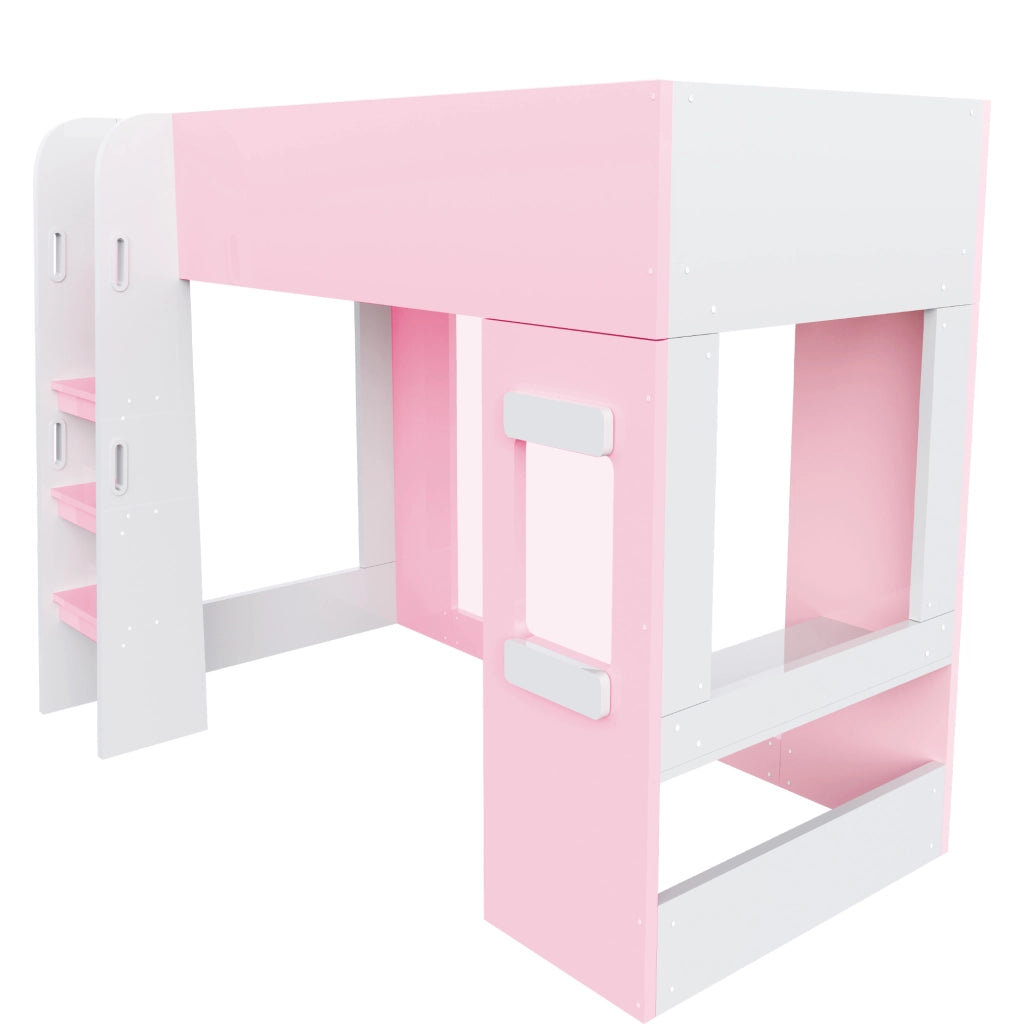 letto alto in mdf rosa 93.6 x 203.8 cm