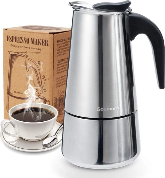 Espresso maker in acciaio inossidabile 430, adatto per 6/9 tazze, adatto per piastre elettriche, 450ml