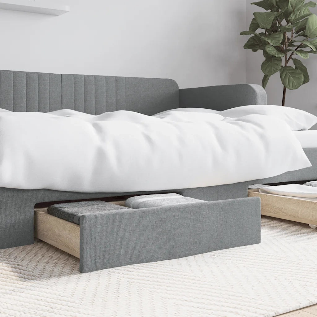 Cassetti da Letto 2 pz Grigio Chiaro Legno Multistrato e Tessuto CFW3621452
