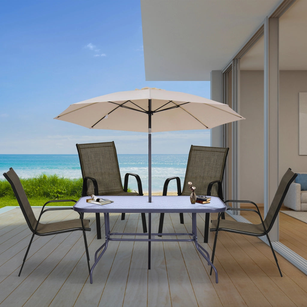 Sedie da Giardino Set 4 Pezzi in Metallo e Tessuto ¨C zephmum ¨C Marrone