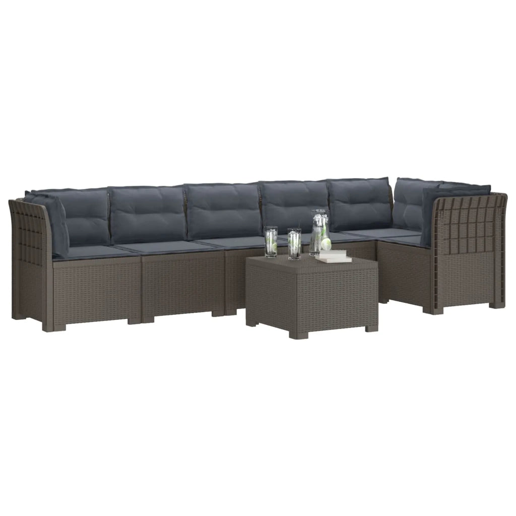 Divano da Giardino 6 Posti con Cuscini Aspetto Rattan PP 3444137