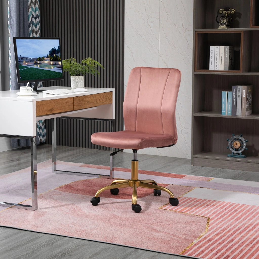 Sedia da ufficio ergonomica con rotazione 360' ¨C zephmum ¨C rosa e dorato 56x60x102 cm