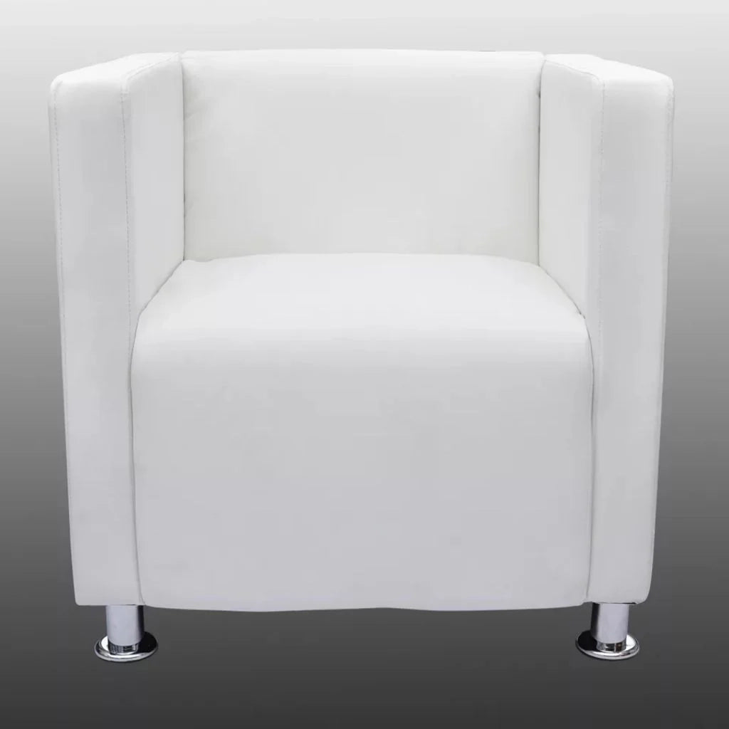 Poltrona sedia design lounge sedile club divano cubo lounge pelle sintetica bianca 1102023/3