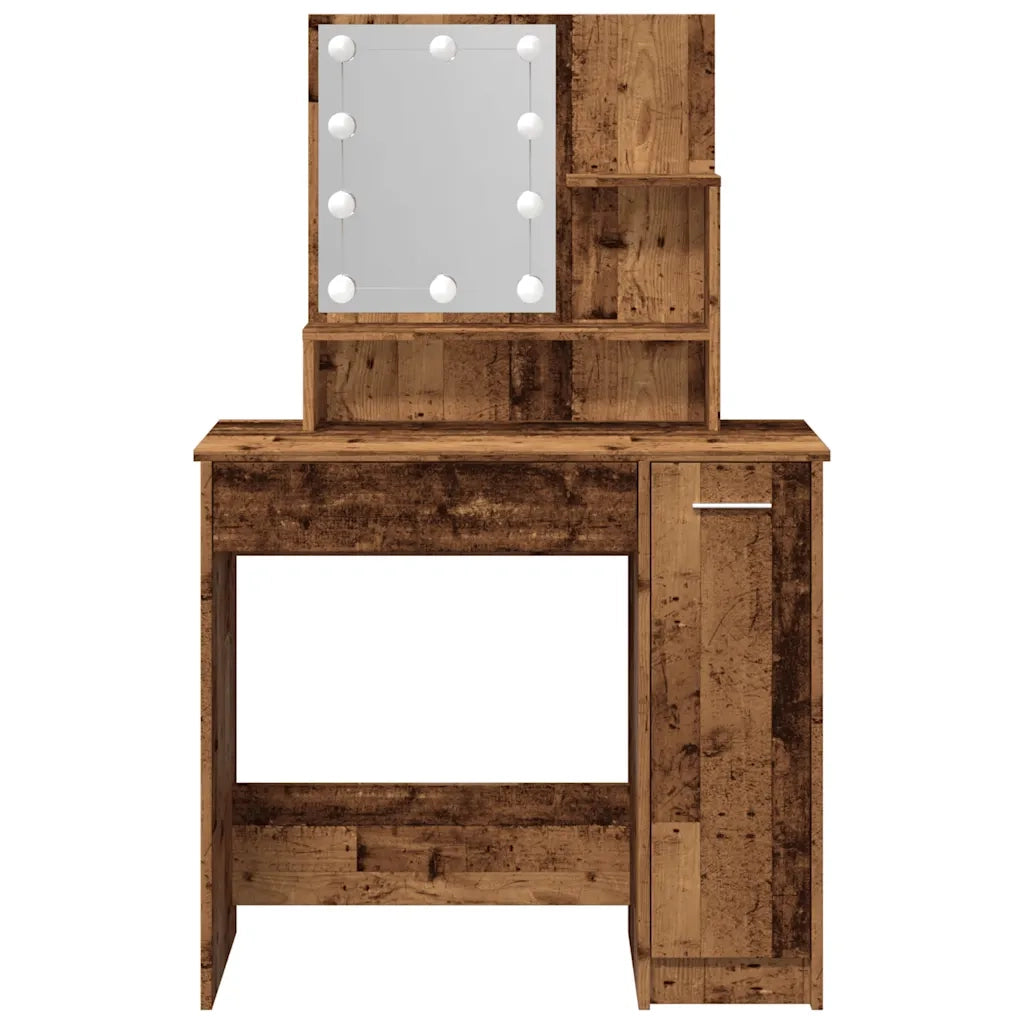 Toeletta con LED Legno Antico 86,5x35x136 cm 857023