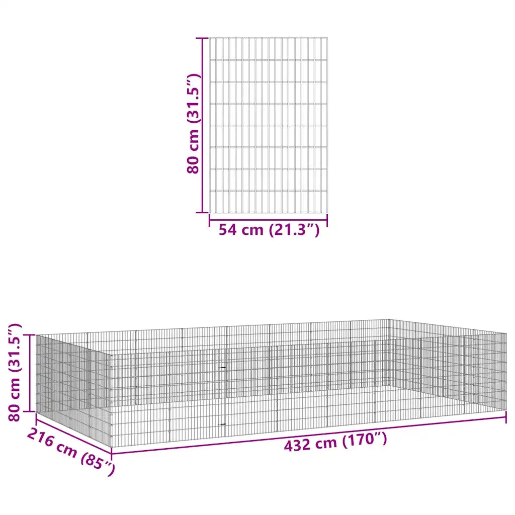 vidaXL Recinto per Animali Ruspante 24 Pannelli 54x80 cm Ferro Zincato