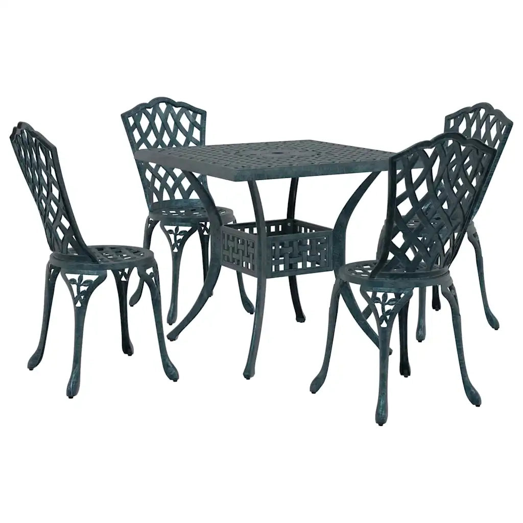 Set di Tavolo da Giardino 5 pcs Verde Alluminio pressofuso