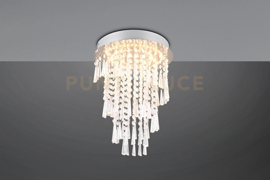 POMP PLAFONIERA LED 18W 2400lm, 2700 - 6500K METALLO CROMATO E PENDENTI CON TELECOMANDO MULTIFUNZIONE D. 30CM DIMMERABILE