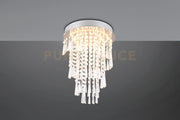 POMP PLAFONIERA LED 18W 2400lm, 2700 - 6500K METALLO CROMATO E PENDENTI CON TELECOMANDO MULTIFUNZIONE D. 30CM DIMMERABILE